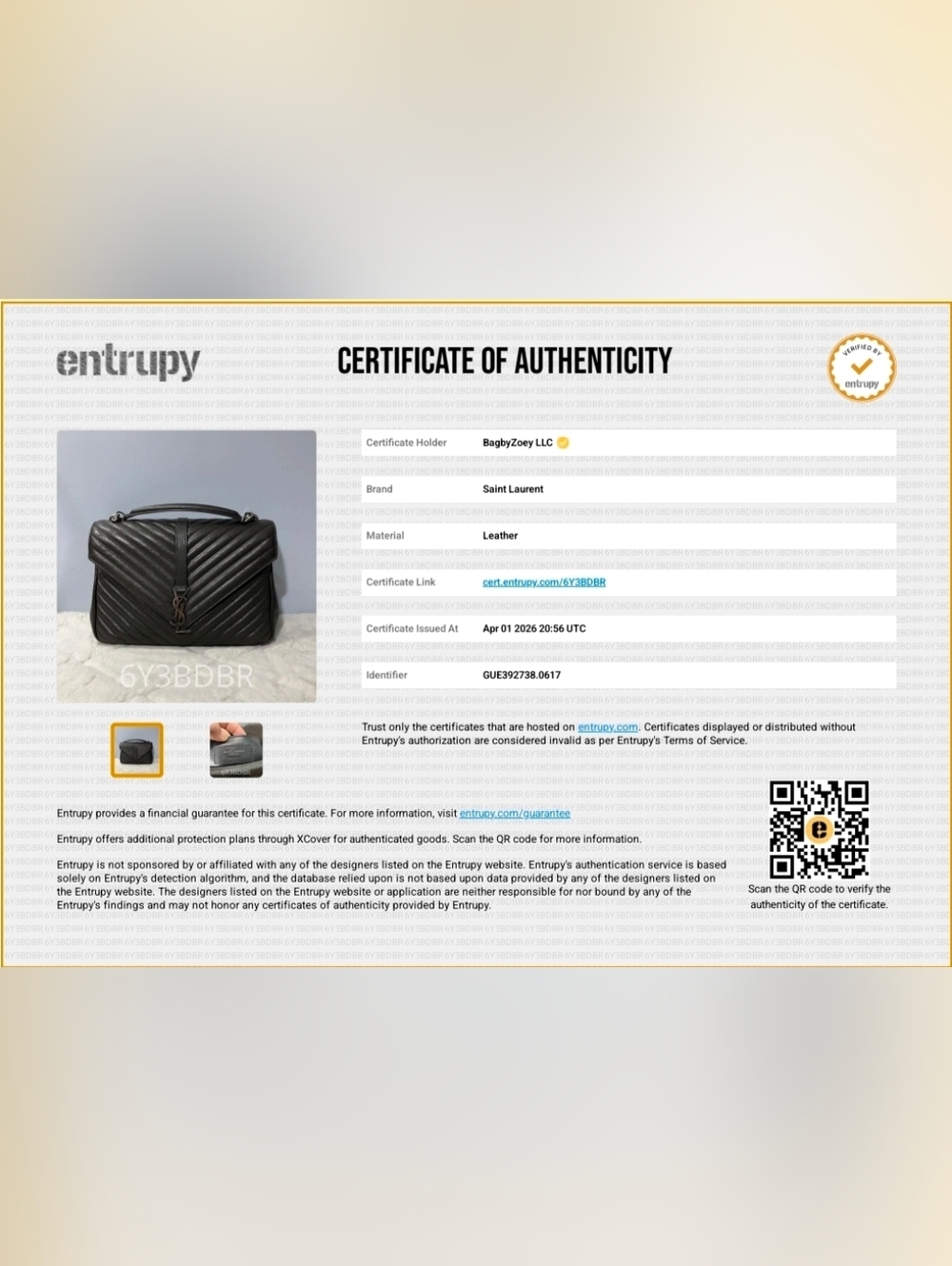 CG10 💟 Saint Laurent Leather College Large - Picture 2 of 16